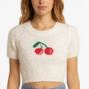 Sugar Thrillz White Cherry Fuzzy Top Size Medium